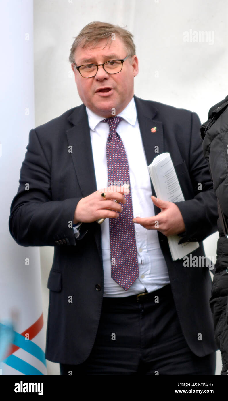 Mark Francois député (Con : et Rayleigh Wickford) sur College Green, Westminster, 13 mars 2019 Banque D'Images
