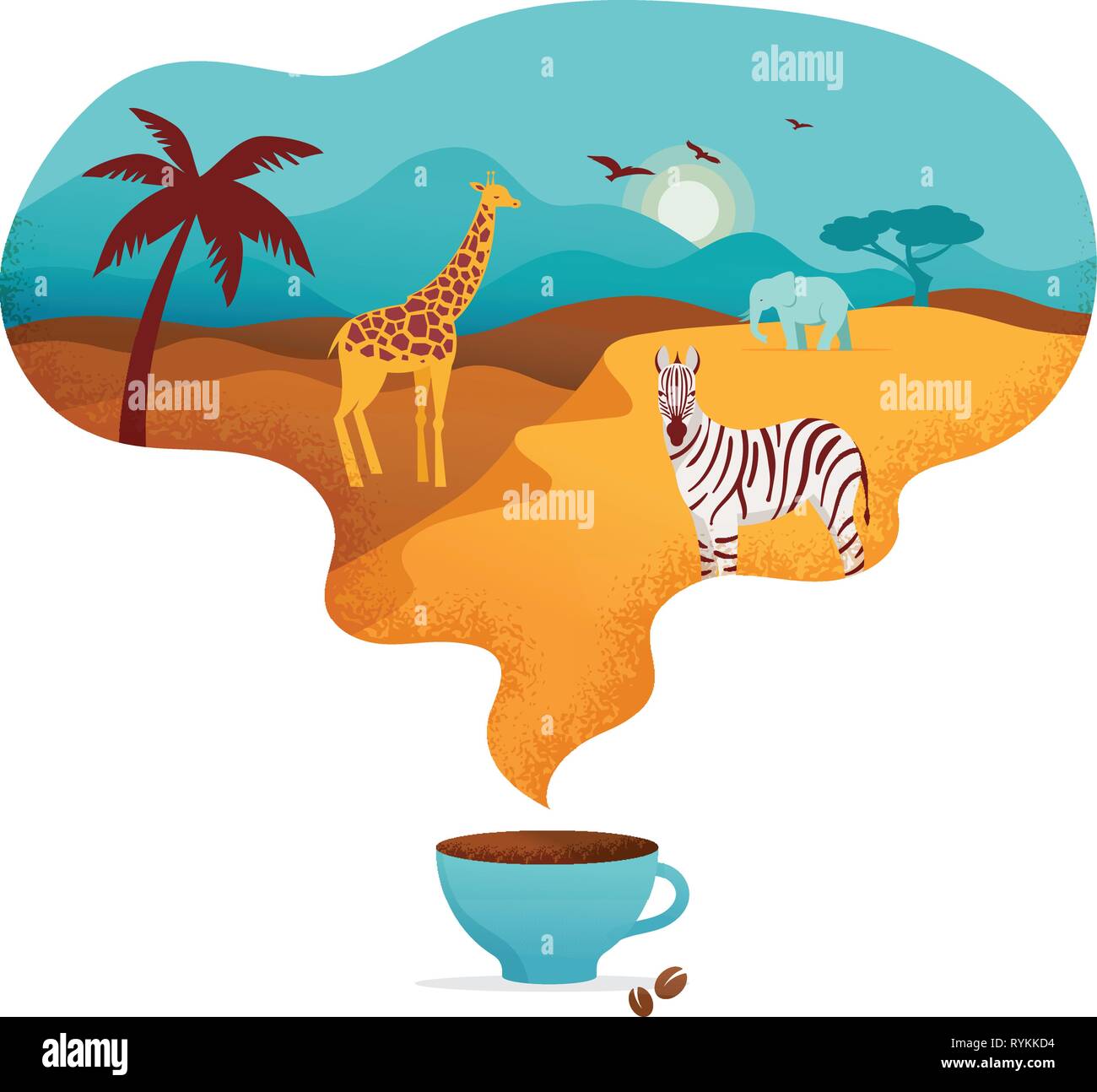 Bannière de l'Afrique, vector illustration de Safari, les animaux, les symboles tribaux Illustration de Vecteur