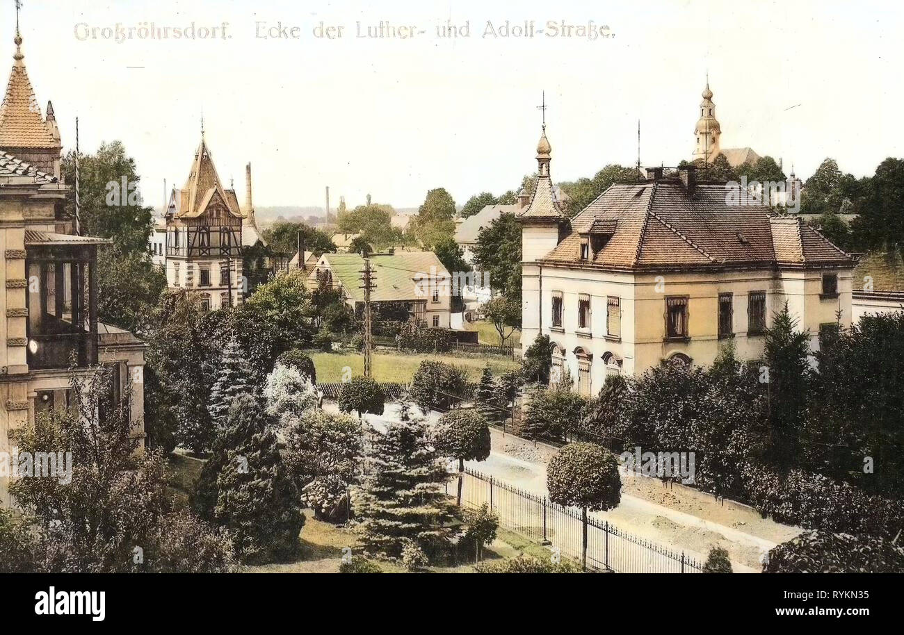Dans les bâtiments, 1912, Landkreis Großröhrsdorf, Bautzen Großröhrsdorf, Ecke, Luther und Adolfstraße, Allemagne Banque D'Images
