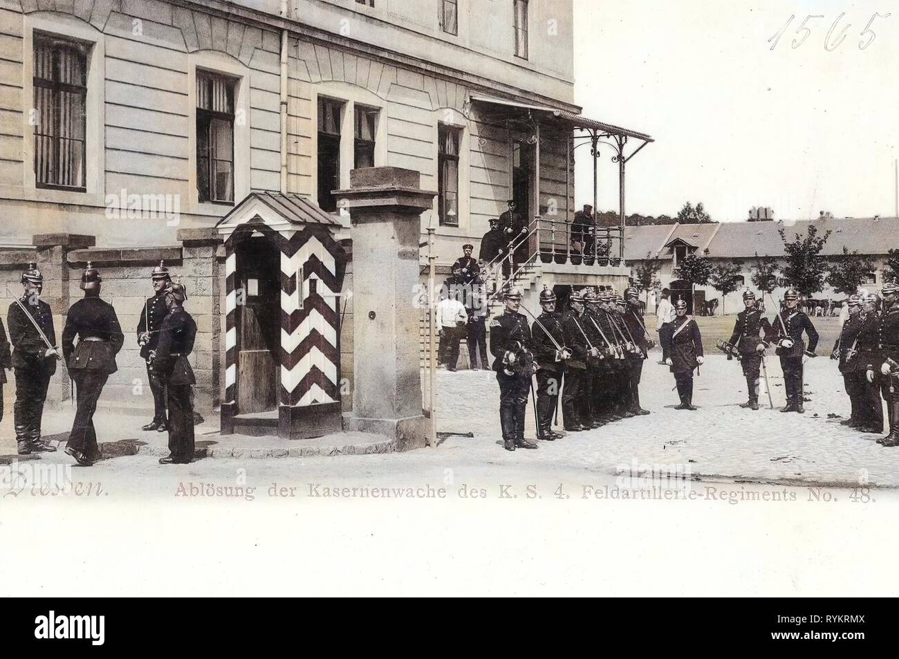 L'artillerie de l'Allemagne, relève de la garde, 4. Königlich Saxon Feldartillerie-Regiment Nr. 48, König-Georg-Kaserne, Sentry boxes en Allemagne (historique), 1901, Dresde, Feldartillerie, Kaserne Banque D'Images