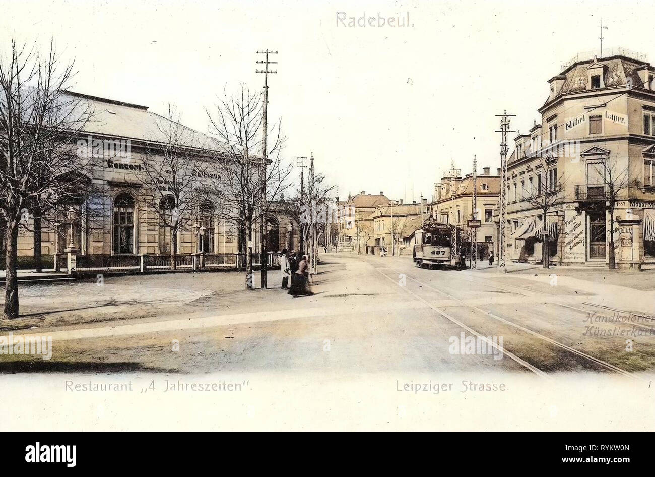 Vier Jahreszeiten, Lößnitzbahn à Radebeul, 1901, Landkreis Meißen, Radebeul, Leipziger Straße, restaurant 4 Jahreszeiten, Allemagne Banque D'Images
