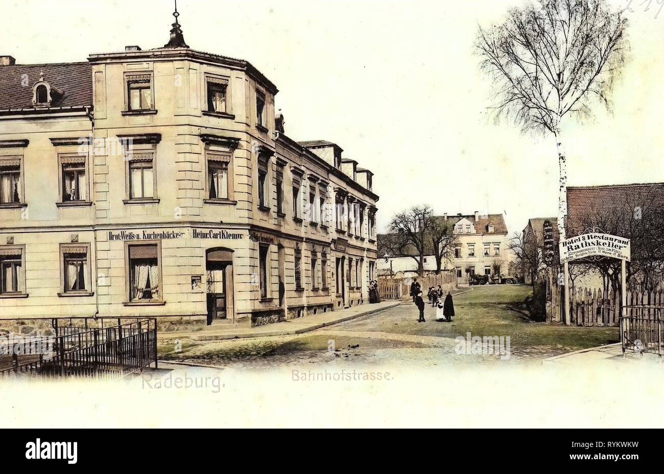 Des boulangeries en Saxe, Radeburg, 1901, Landkreis Meißen, Bahnhofstraße, Allemagne Banque D'Images
