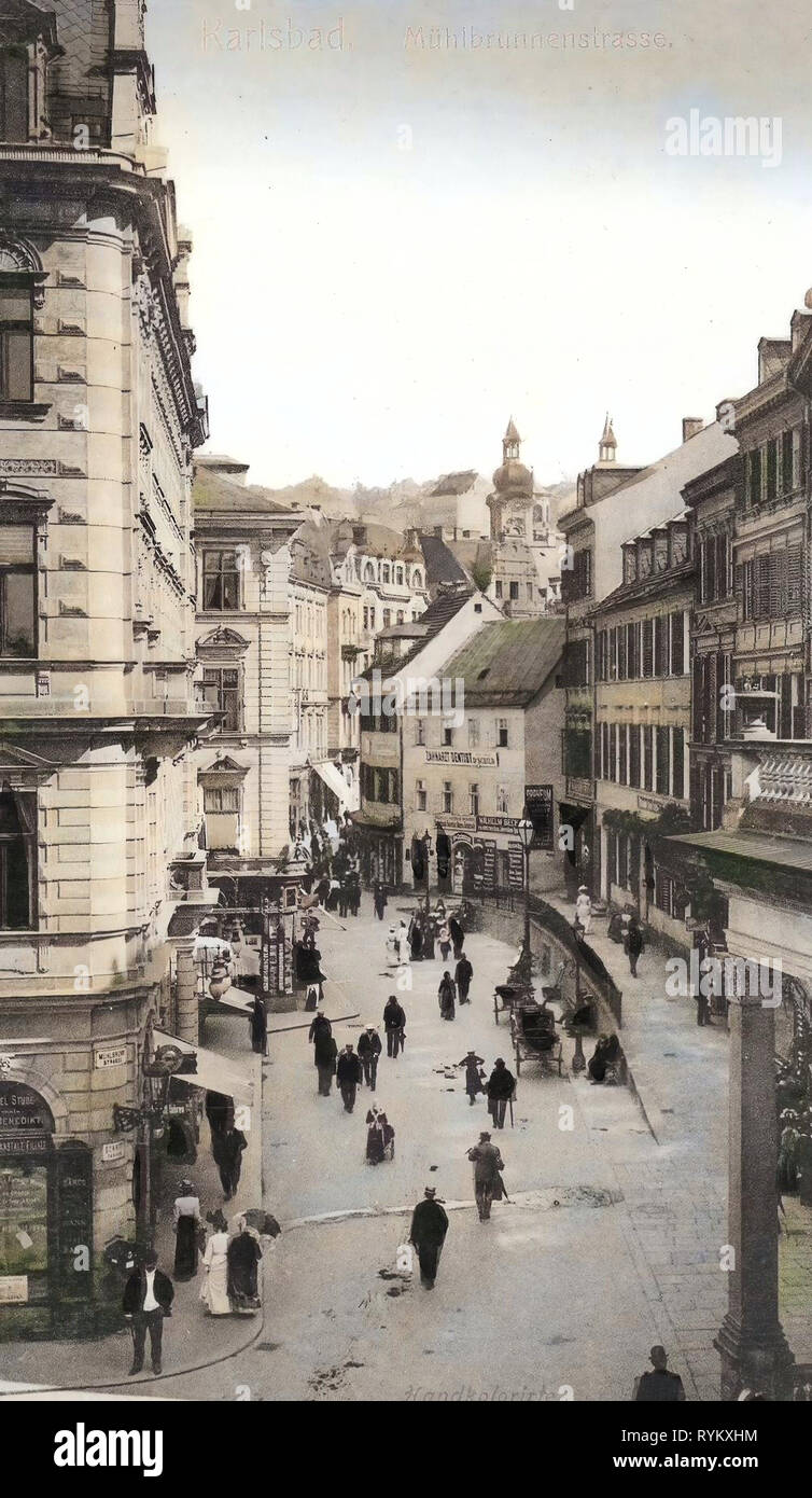 Bâtiments à Karlovy Vary, Karlovy Vary, 1902, Église de Mlýnská kolonáda, Sainte Marie Madeleine (Karlovy Vary), Karlsbad, Mühlbrunnenstraße, République Tchèque Banque D'Images