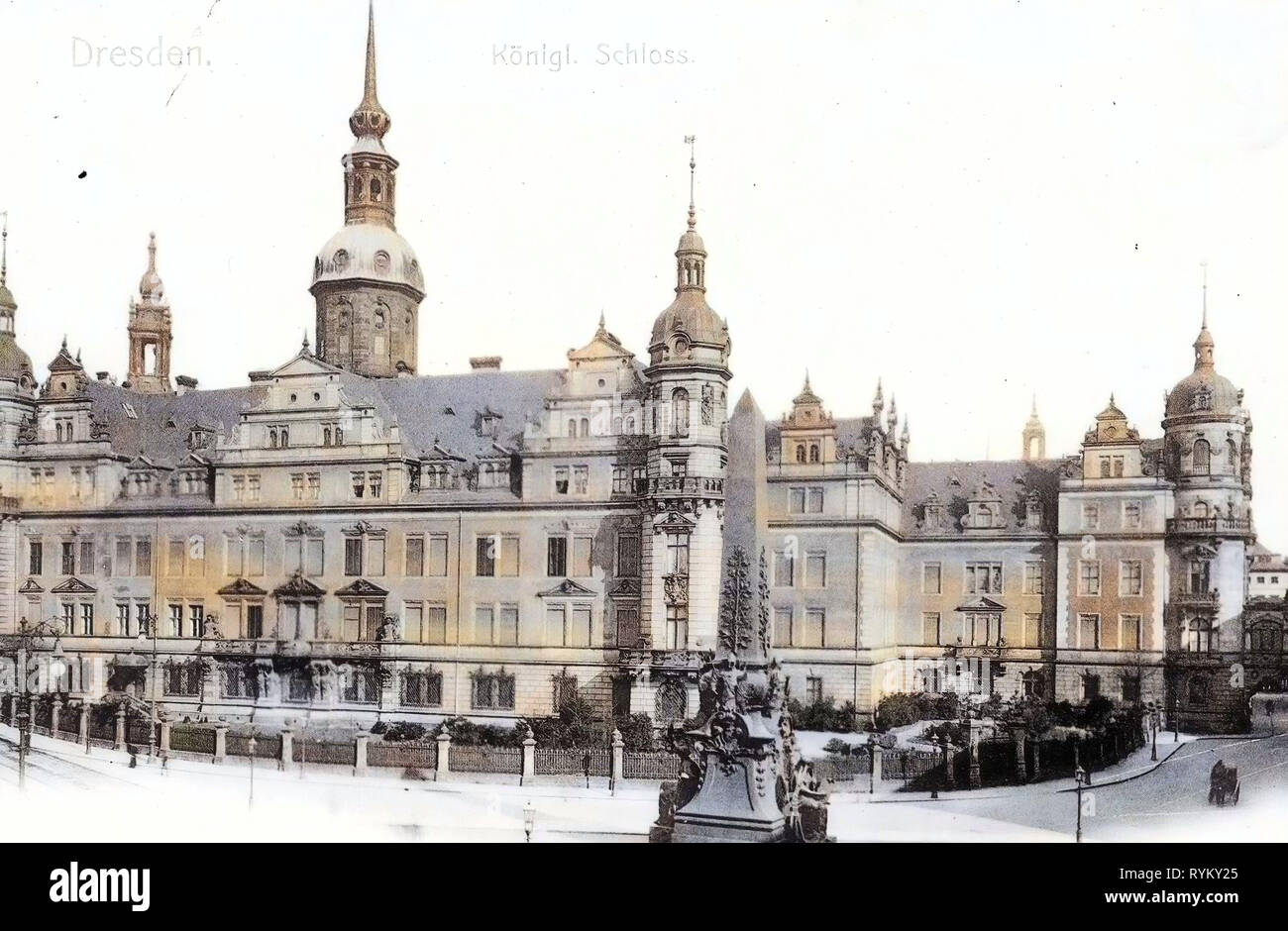 Du château de Dresde, Wettin Obélisque, Dresde, 1902, Königliches Schloß, Allemagne Banque D'Images