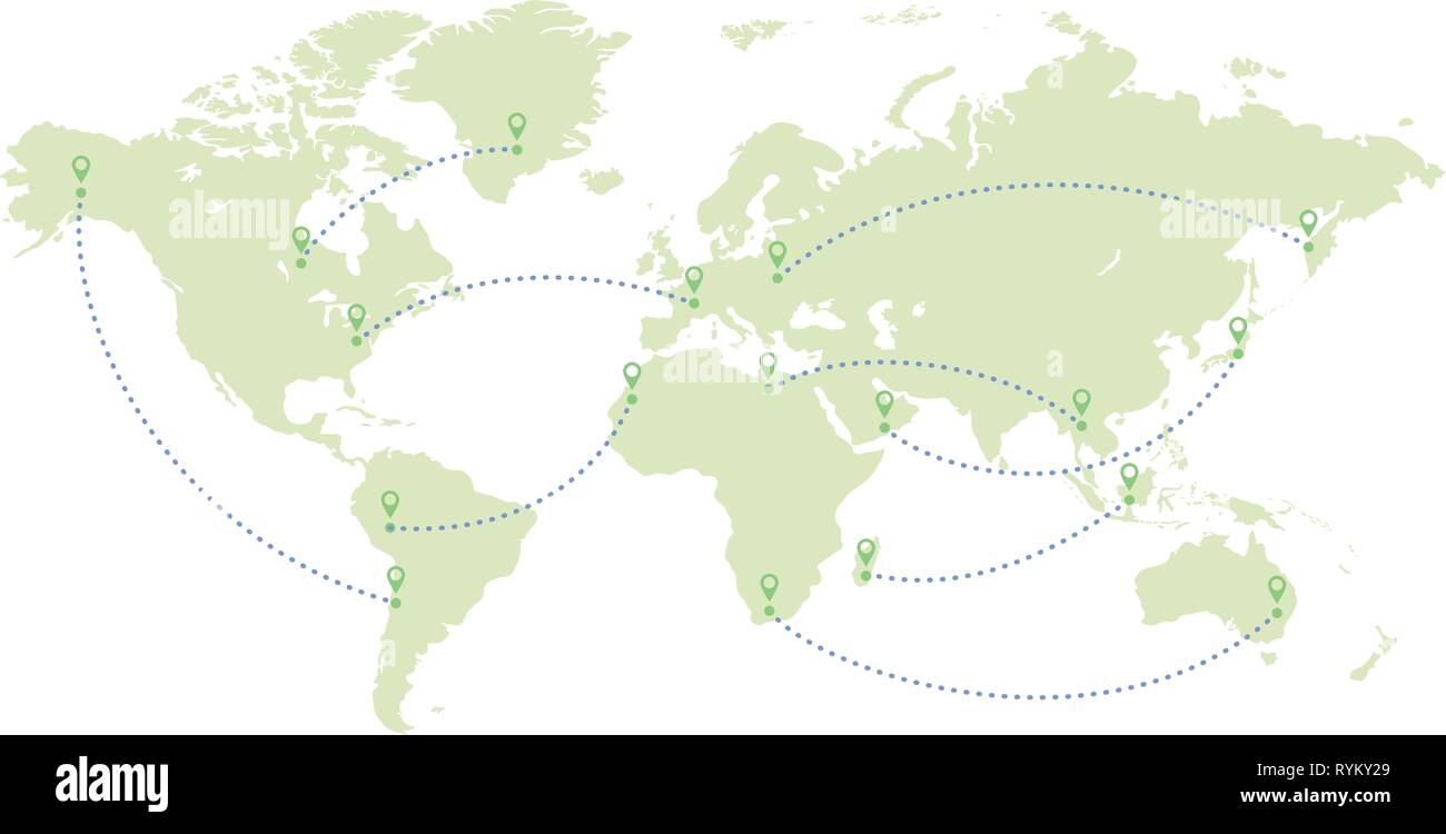 Carte du monde et des chemins d'avions Illustration de Vecteur