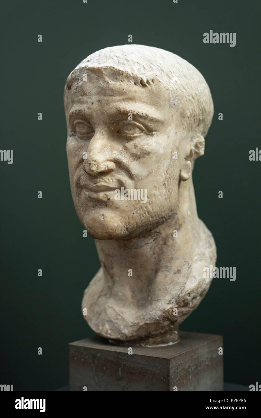 Copenhague. Le Danemark. Buste d'Empereur romain Constantius Chlorus (je la pâle). Ny Carlsberg Glyptotek. Marcus Flavius Valerius Constantius Sa Banque D'Images