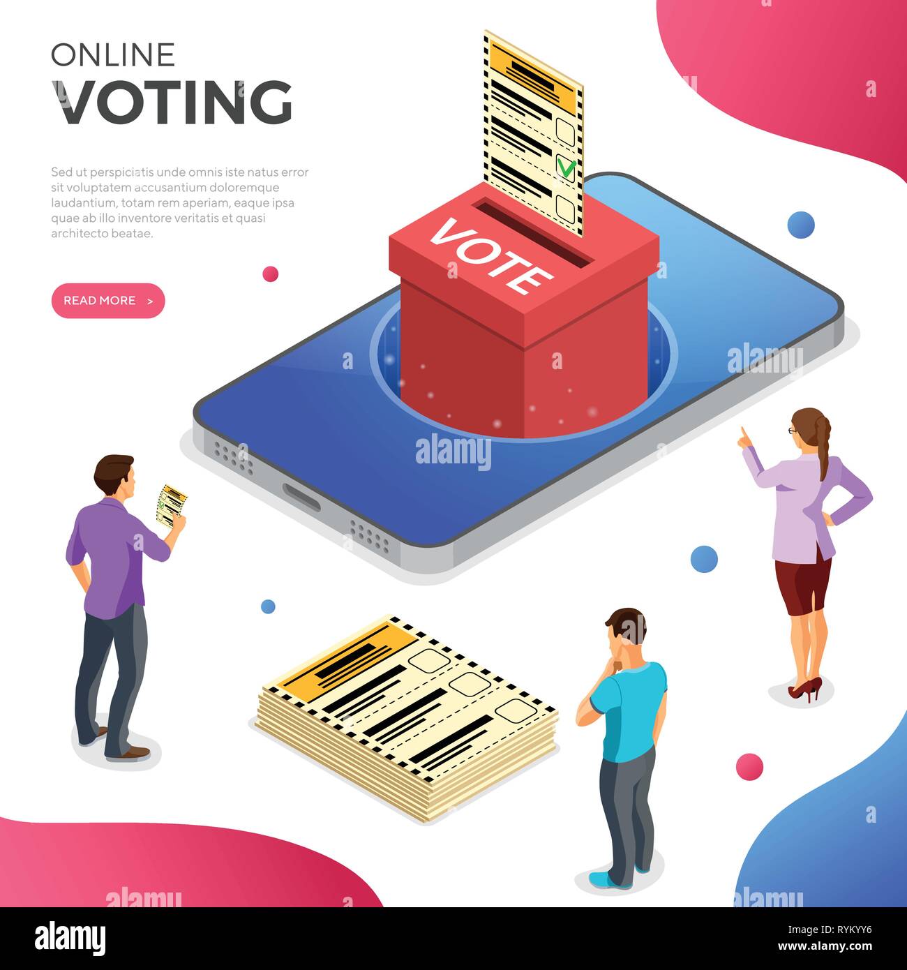 Le vote par Internet en ligne Concept isométrique Illustration de Vecteur