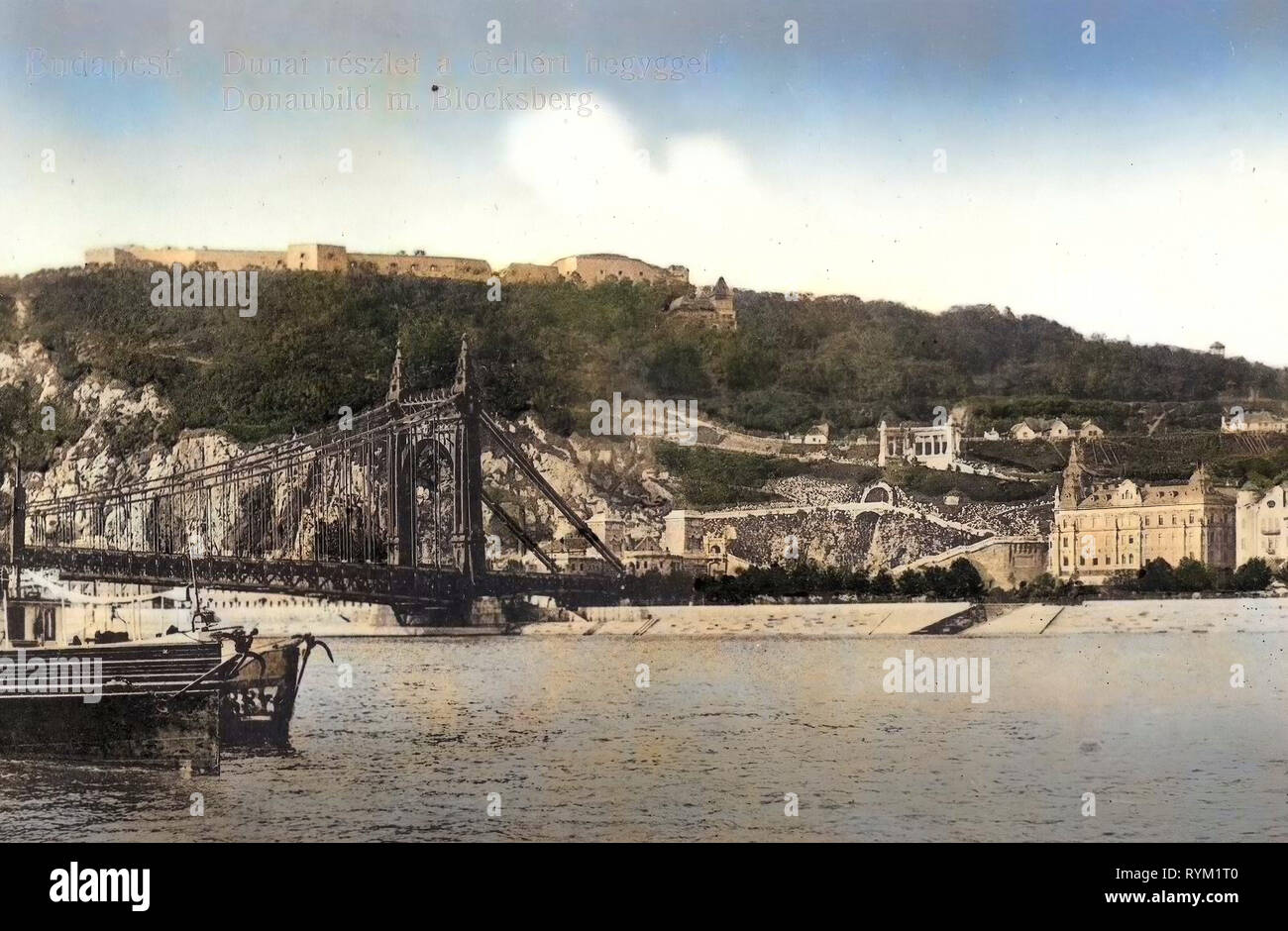 Des photographies historiques de la colline de Gellért, images historiques du pont Elisabeth, Budapest, 1906, Donaubild mit Blocksberg, Hongrie Banque D'Images