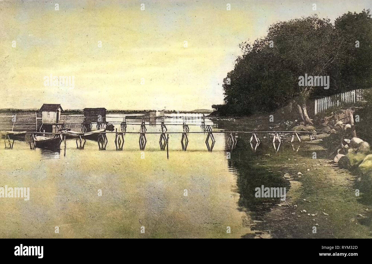 Piers, lac Set, chaloupes, Võru, 1906, Comté de Võru, o, Seeufer Banque D'Images