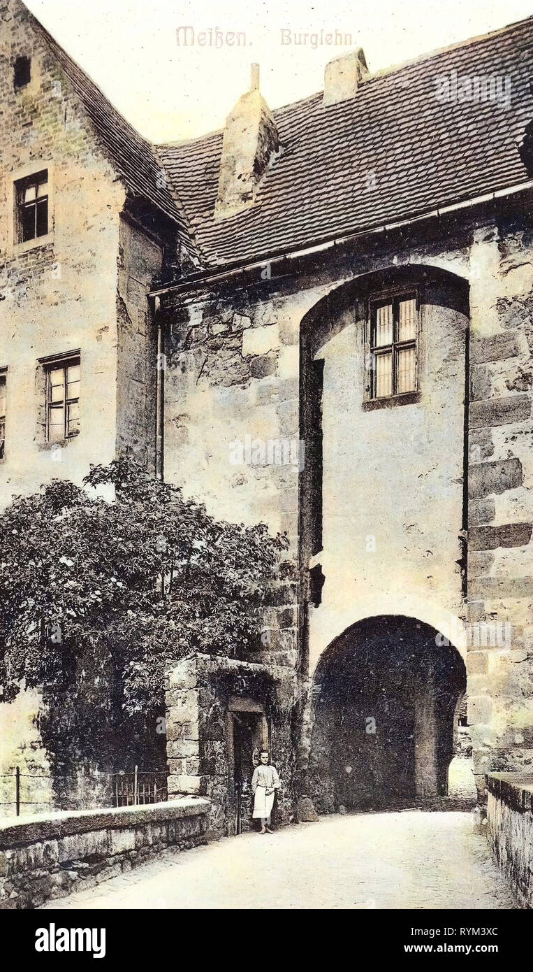 En Saxe, portes du château Albrechtsburg, 1908, Meißen, Burglehn und Burgtor, Allemagne Banque D'Images