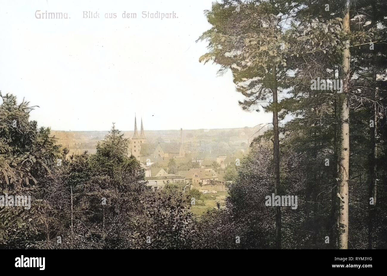 Parcs nationaux en Saxe, églises à Grimma, 1908, Landkreis Leipzig, Grimma, Blick aus dem Stadtpark, Allemagne Banque D'Images