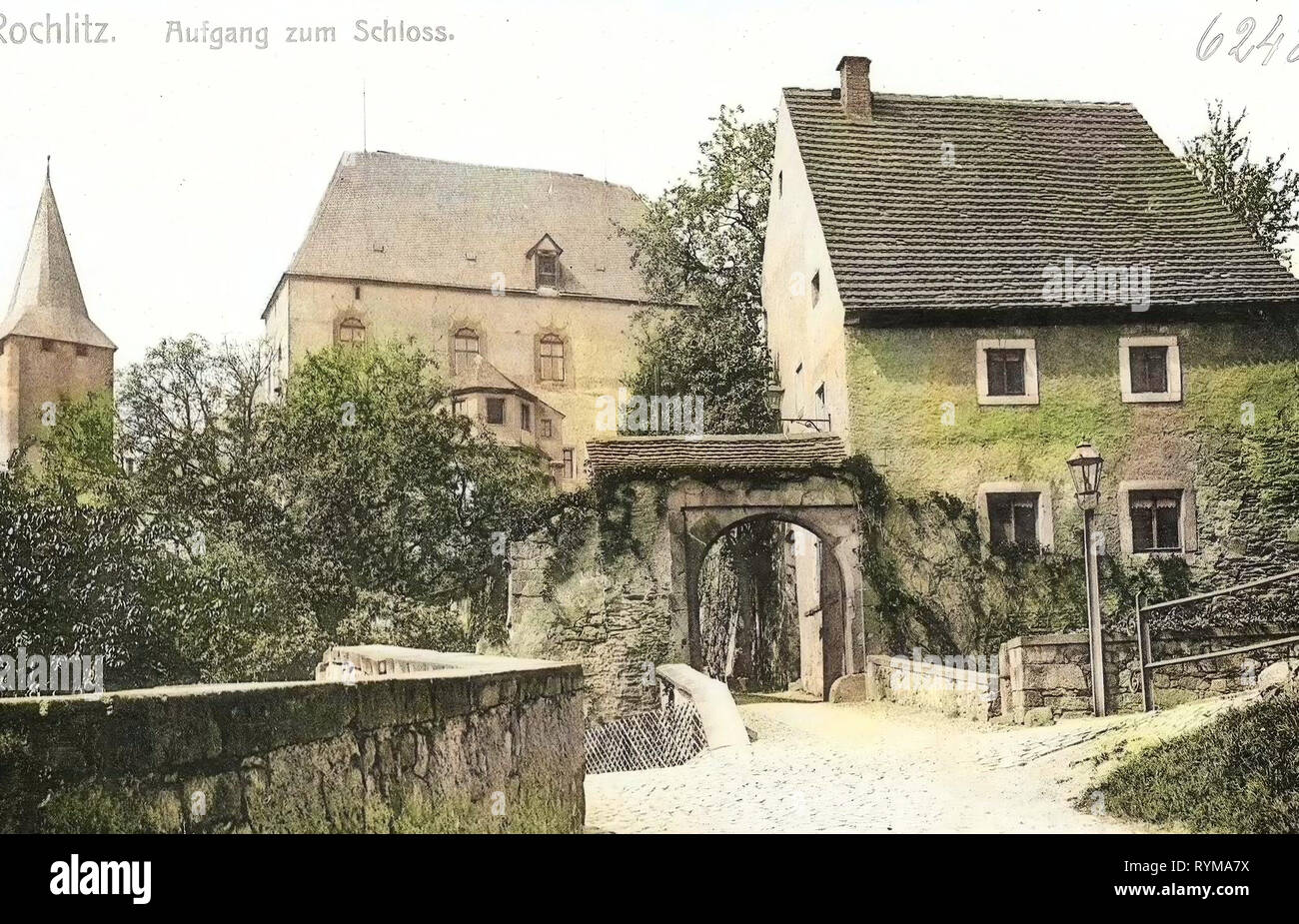 Schloss Rochlitz, Gates en Saxe, 1905, Landkreis Mittelsachsen, Rochlitz, Aufgang zum Schloß, Allemagne Banque D'Images