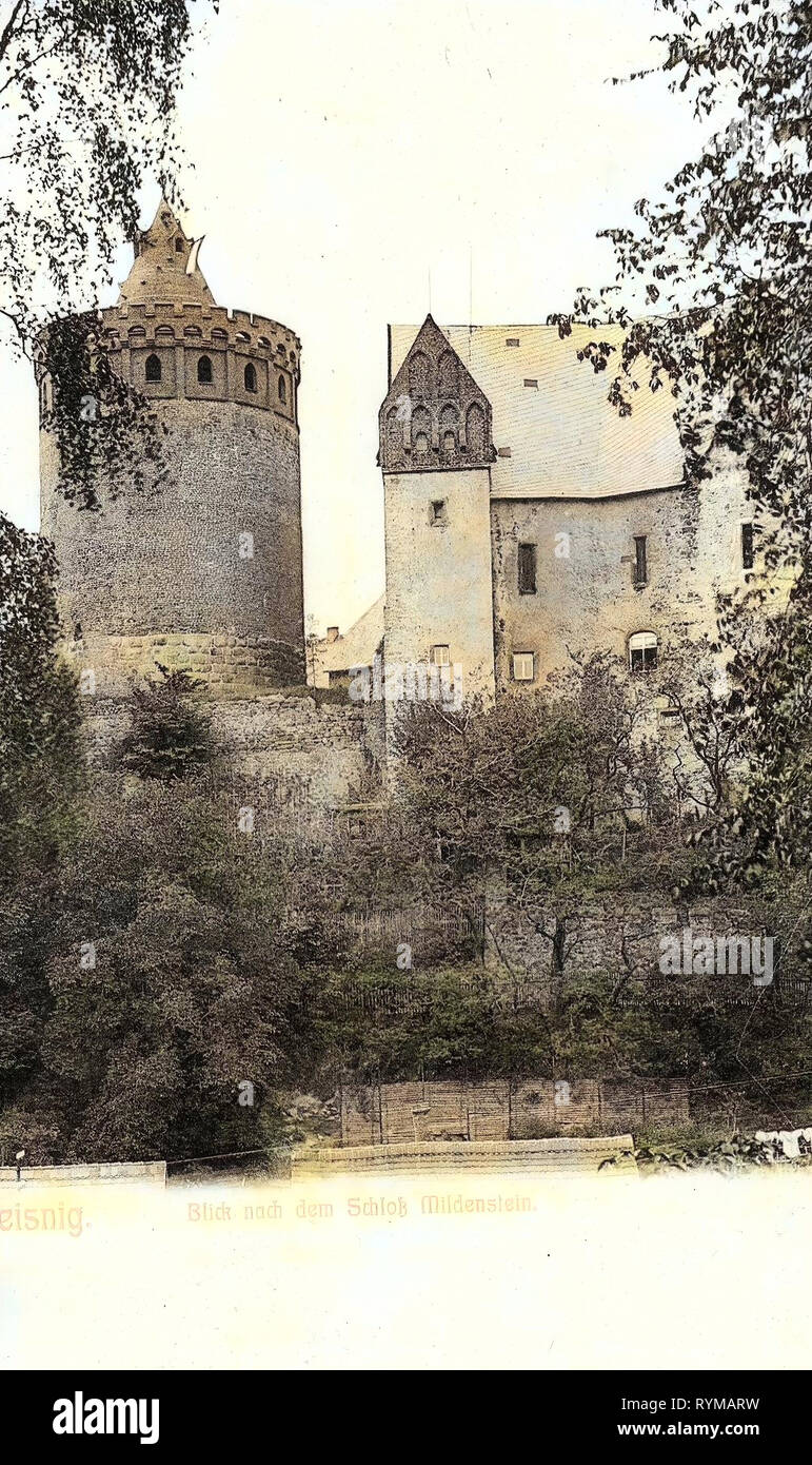 Burg Mildenstein, 1905, Landkreis Mittelsachsen, Leisnig, Blick zum Schloß Mildenstein, Allemagne Banque D'Images