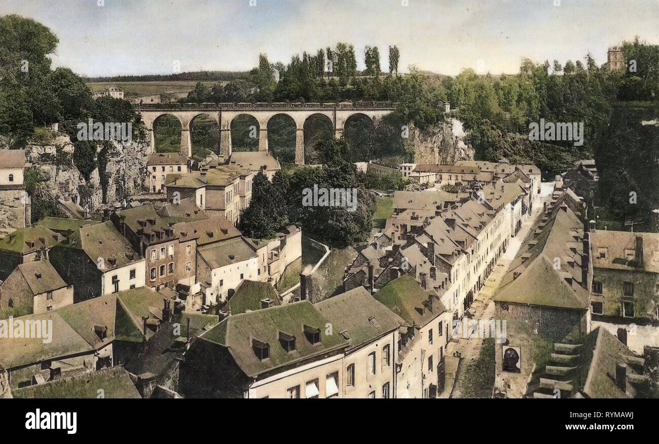 Biisserbréck, Grund (Luxembourg Ville), 1905, Luxembourg District, cartes postales de la ville de Luxembourg, Luxembourg, le Grund, Pont de Biessen Banque D'Images