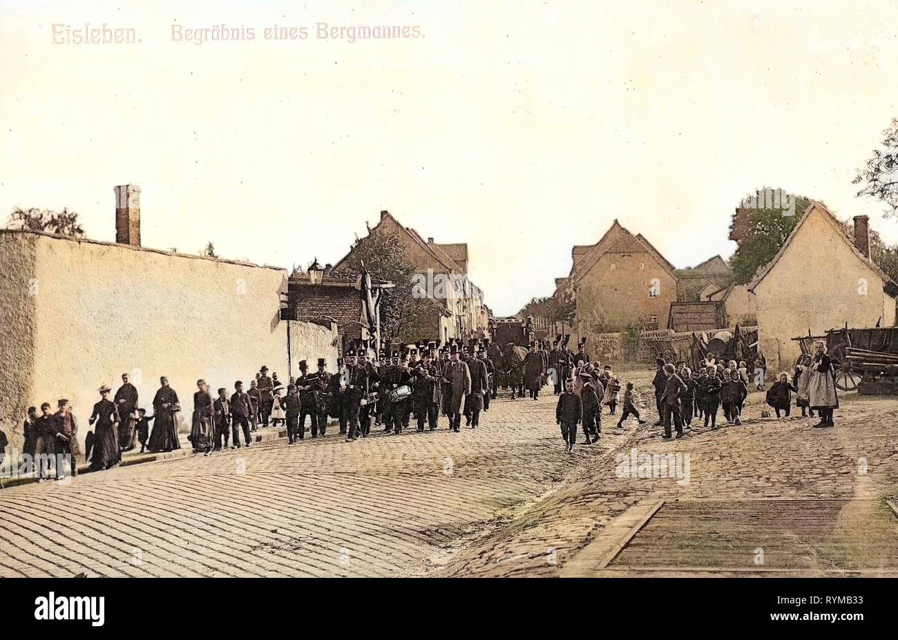 Les mineurs de l'Allemagne, les funérailles en Allemagne, l'histoire de Bordeaux, 1905, la Saxe-Anhalt, Bordeaux, Begräbnis von Bergmannes Banque D'Images