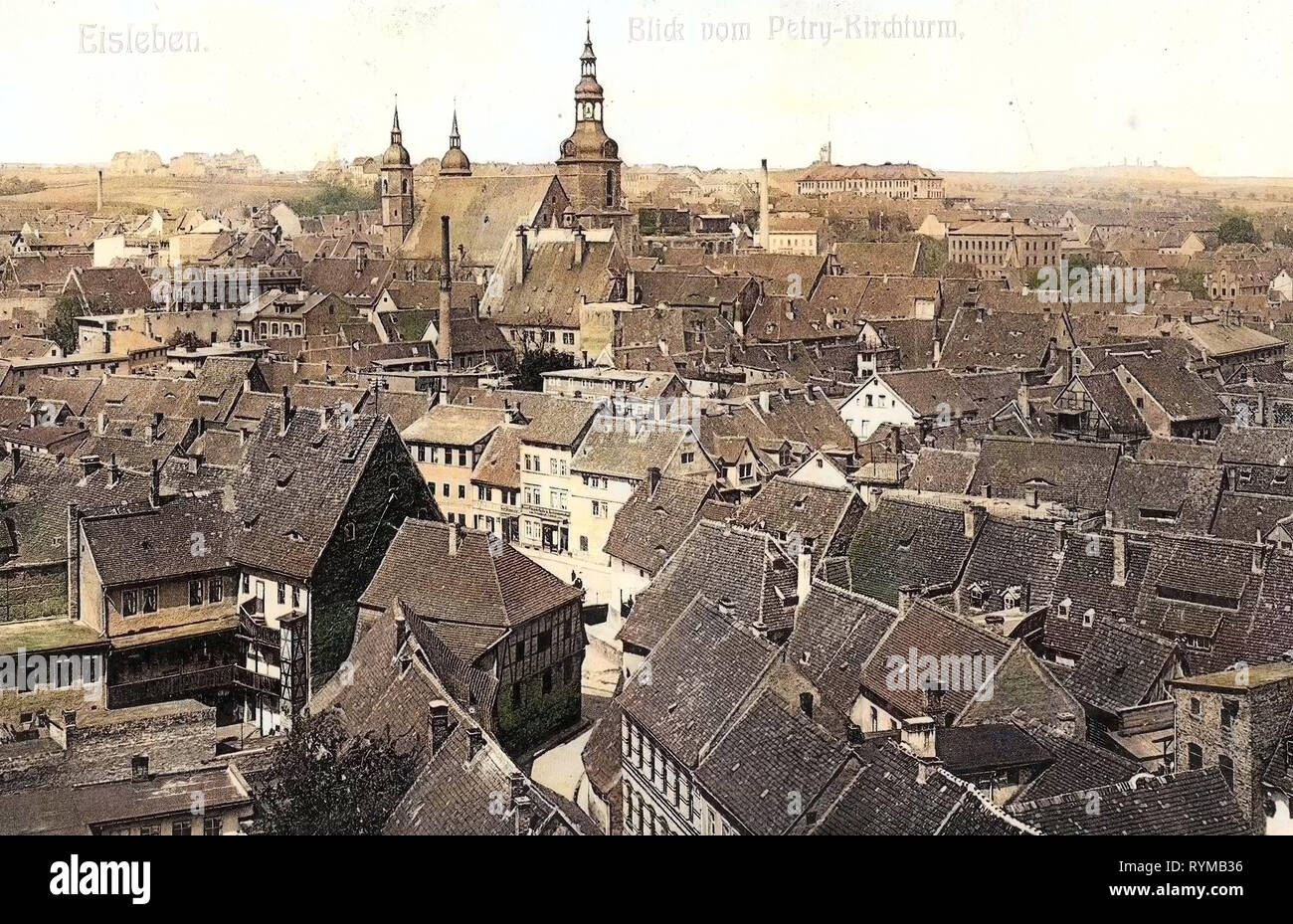 Églises à Eisleben, bâtiments en Eisleben, 1905, Saxe-Anhalt, Berlin, Stadt vom Petry, Kirchturm, Allemagne Banque D'Images
