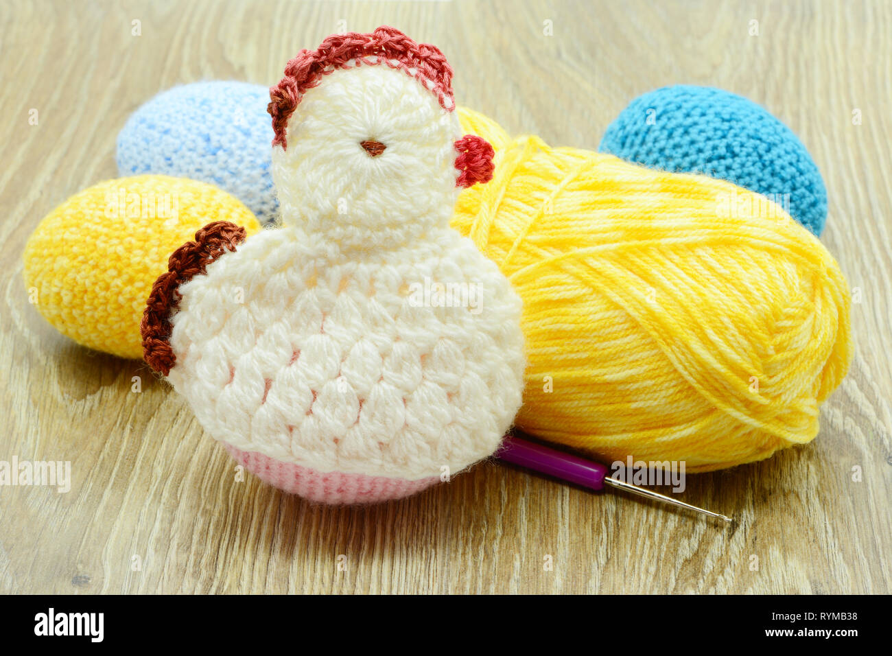 Fait Main Tricot Crochet poulets Set de 5 Décoration Décoration De Pâques Craft 