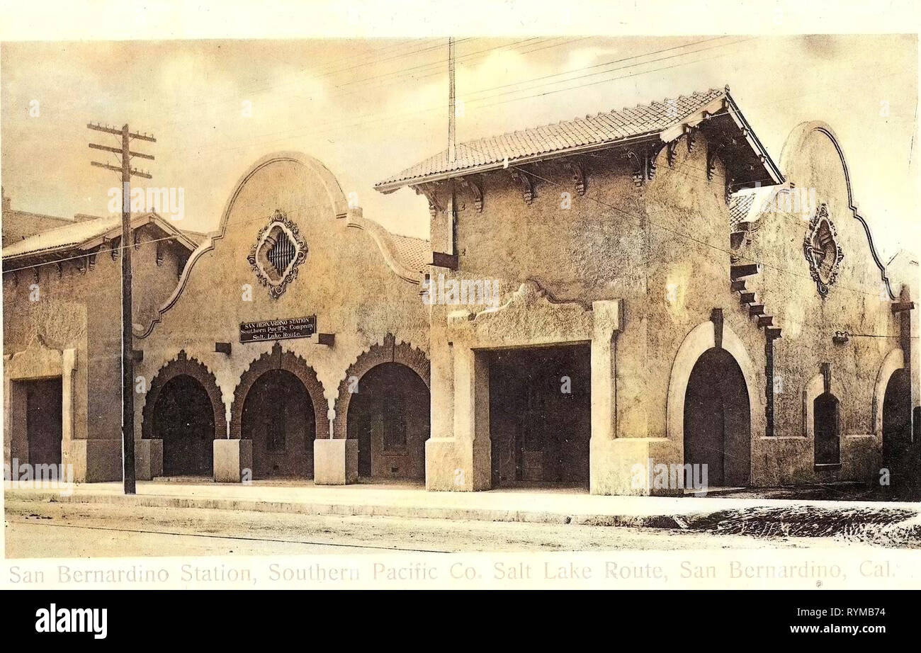 Santa Fe Depot (San Bernardino), 1905, en Californie, San Bernardino, San Bernardino Station Sud Pacific Co., Salt Lake Route', États-Unis d'Amérique Banque D'Images