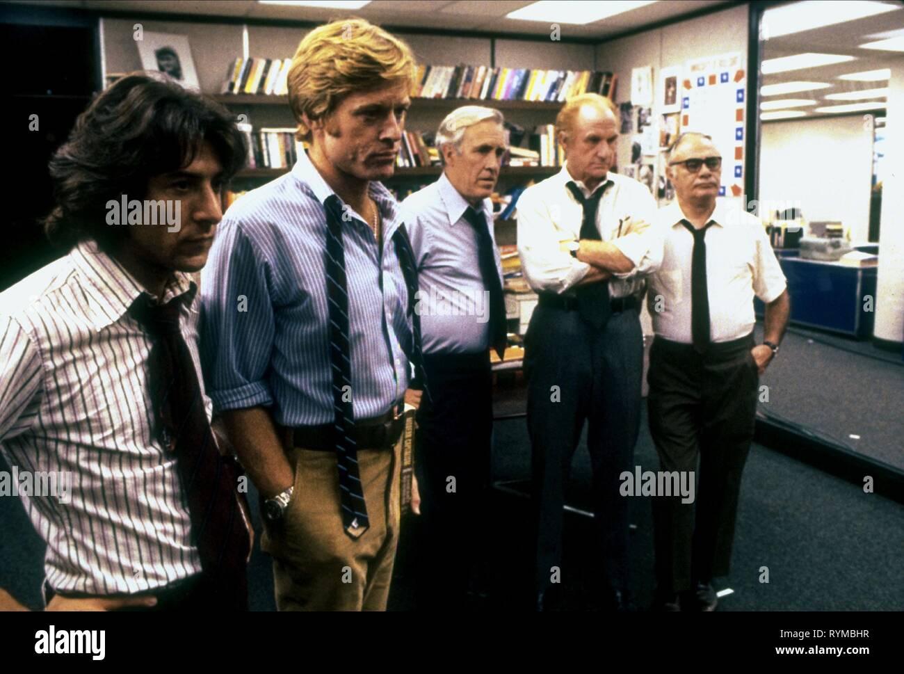 HOFFMAN,REDFORD,ROBARDS,directeur,sapin baumier, les hommes du Président, 1976 Banque D'Images