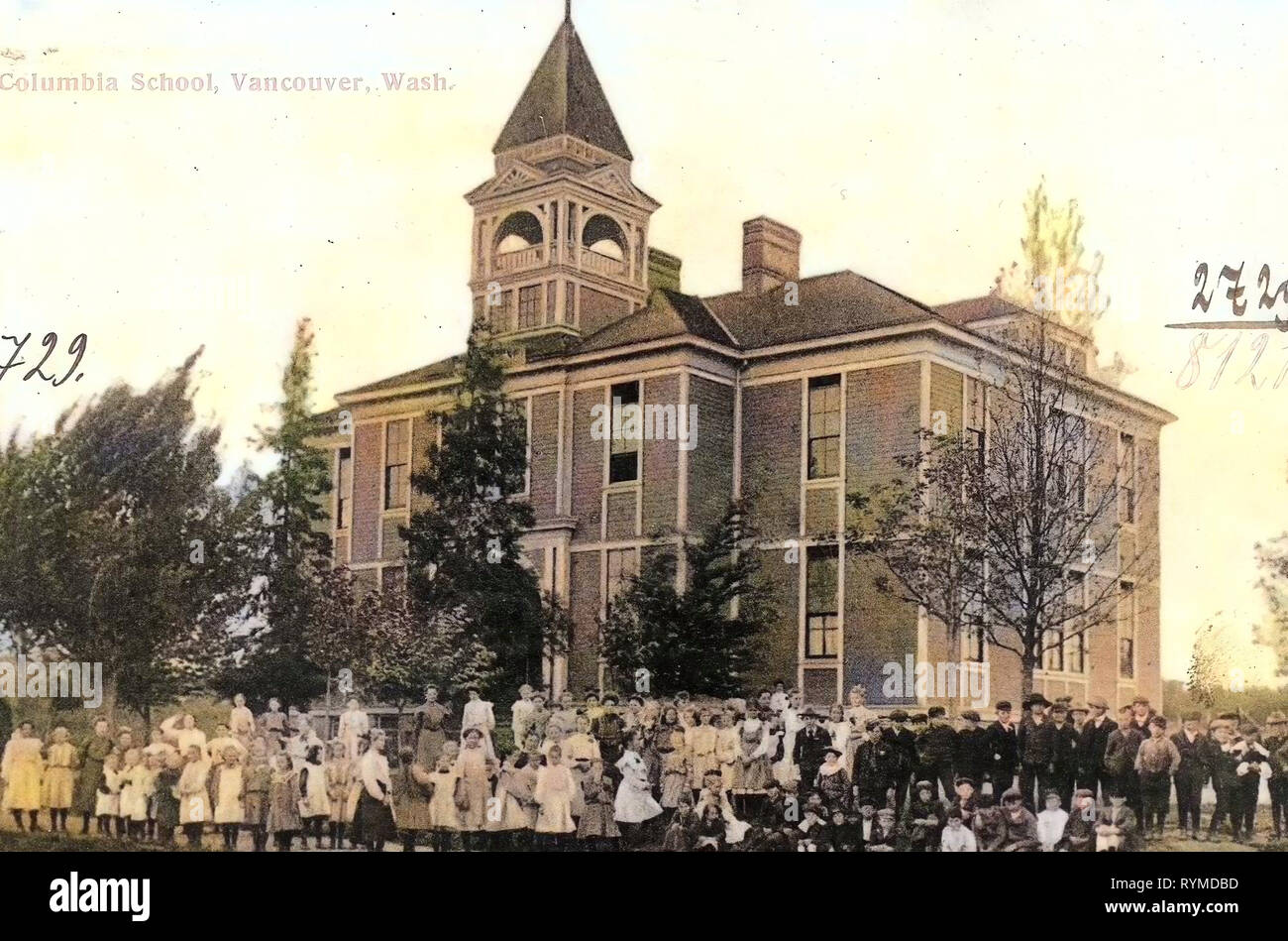 Les écoles de Washington (État), les portraits de groupe avec beaucoup de gens, Vancouver, Washington, 1906, Washington (État), Washington, Columbia School Banque D'Images