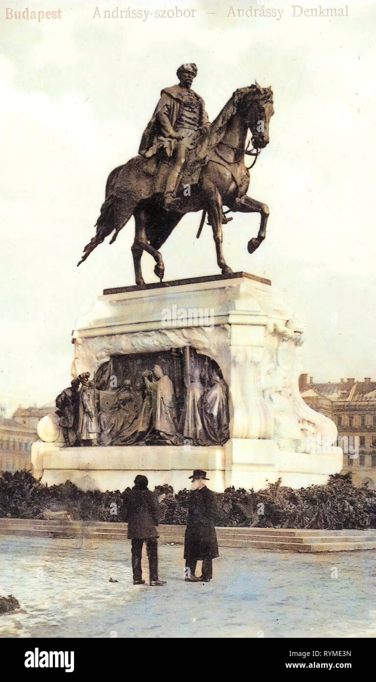 Statue équestre de Gyula Andrássy à Budapest par György Zala, 1906, rue Andrassy, Denkmal, Hongrie Banque D'Images