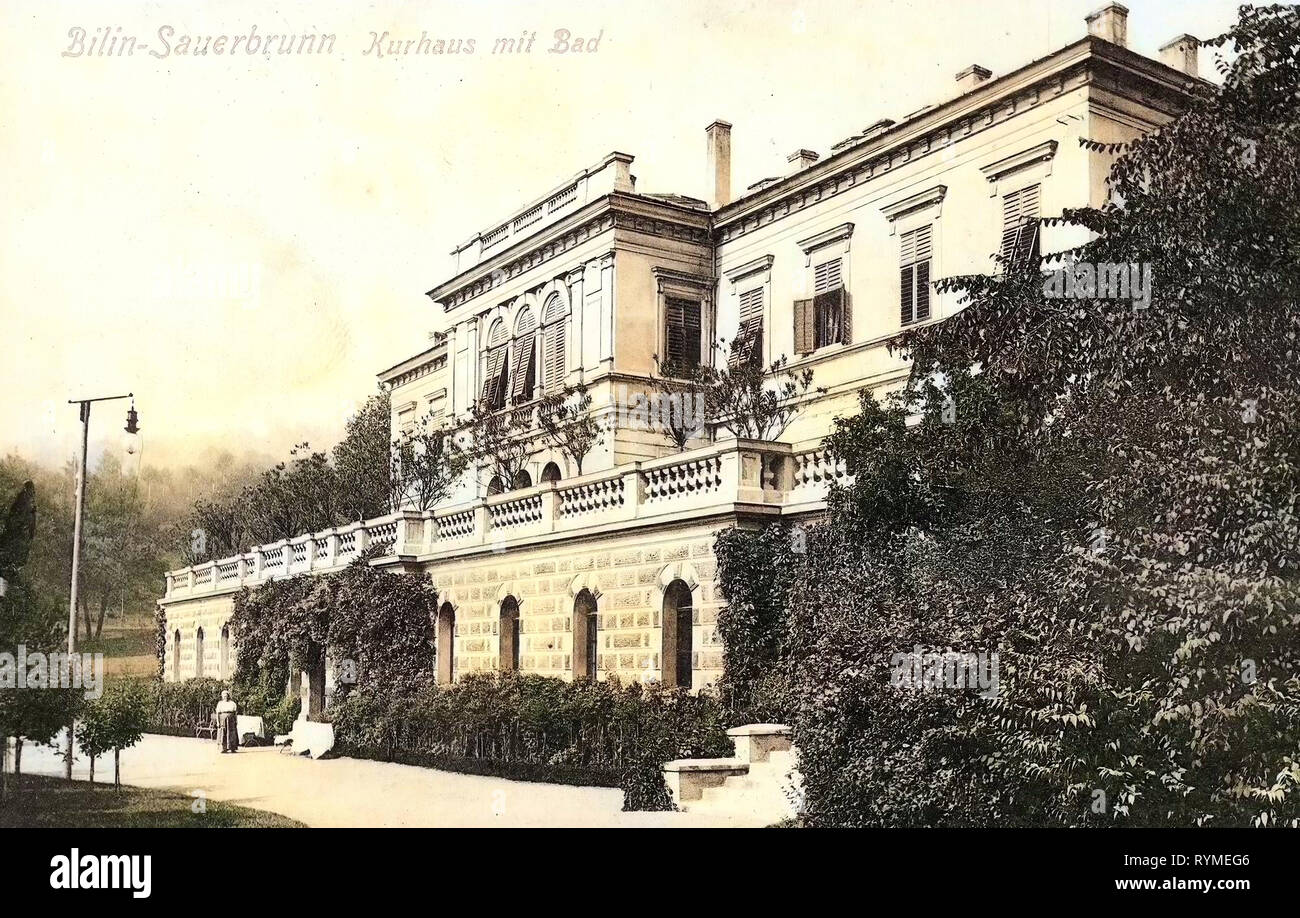 Bâtiments Spa en République tchèque, en 1907, d'Ústí nad Labem, Bil'in, Kurhaus Bad Sauerbrunn mit Banque D'Images