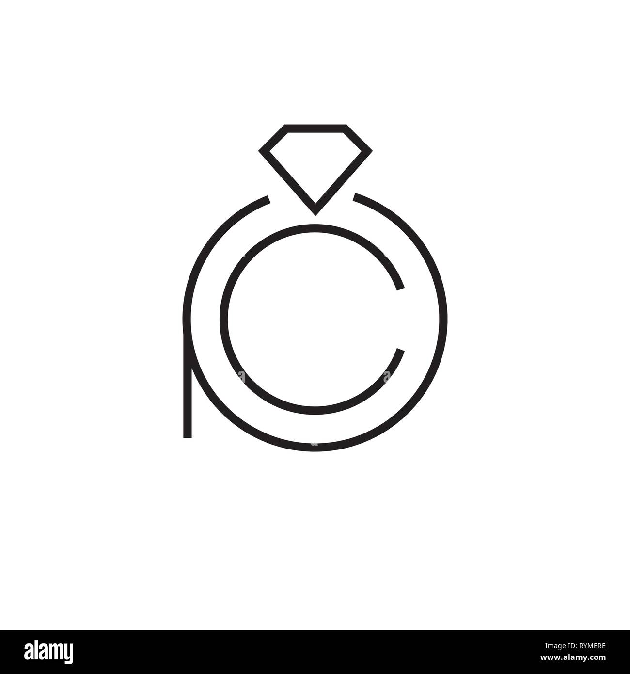 Les bijoux logo Vector. Icône de l'anneau de diamant Illustration de Vecteur