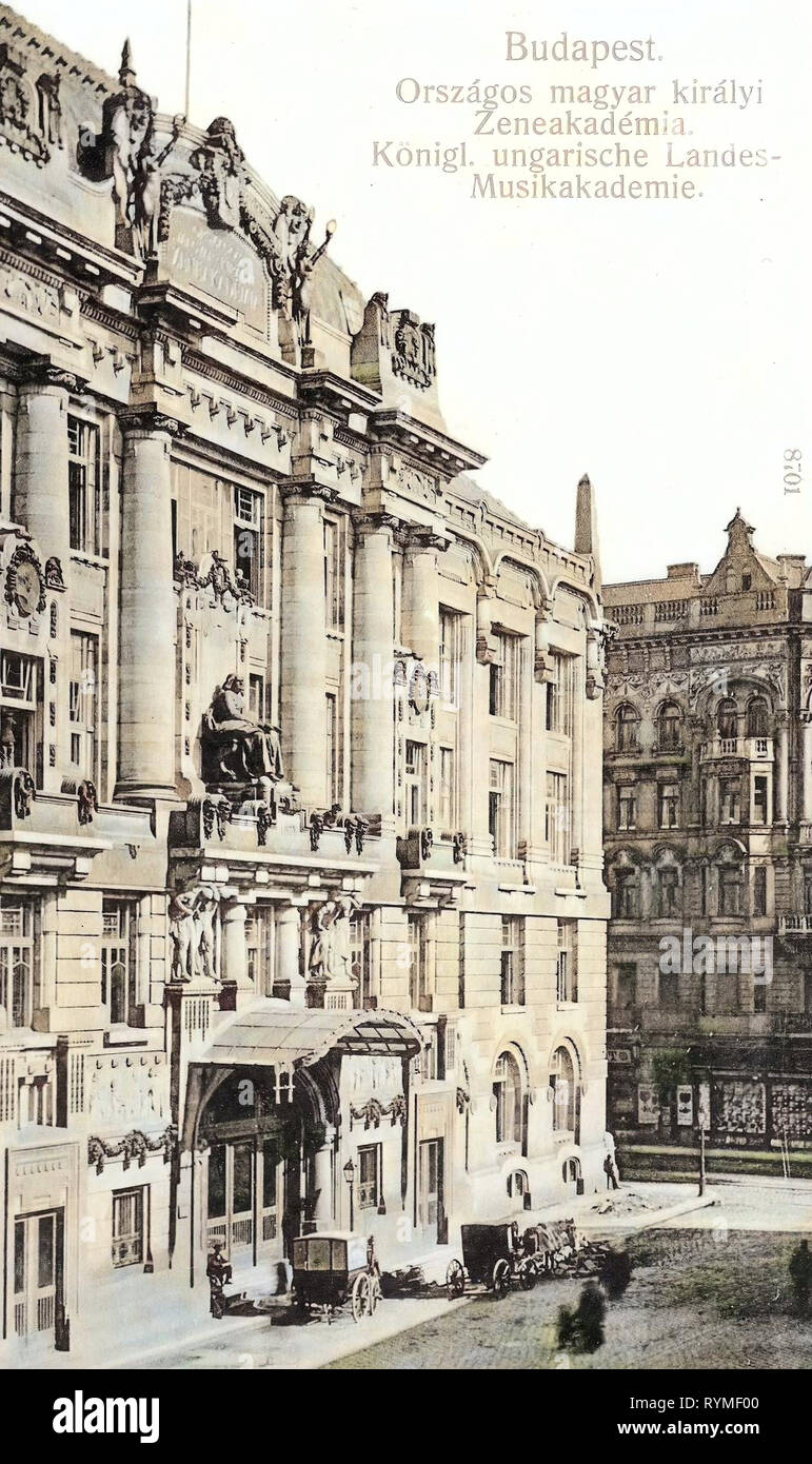 Cartes postales de bâtiments, bâtiment de l'Académie Liszt de Budapest, 1907, Ungarische Landes, Musikakademie, Hongrie Banque D'Images