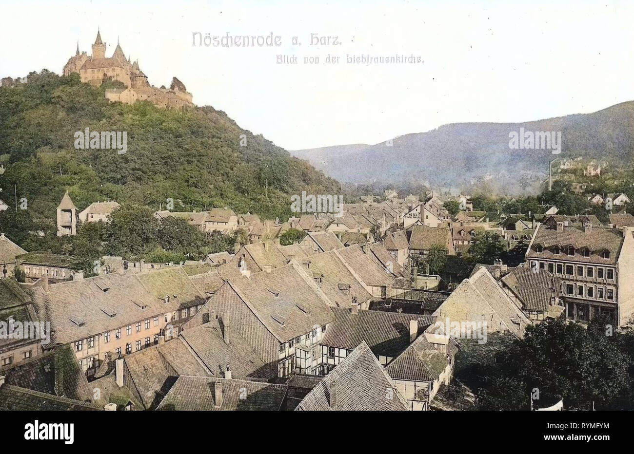 Schloss Wernigerode vues historiques, vues historique de Wernigerode, 1907, la Saxe-Anhalt, Nöschenrode, Blick von der Liebfrauenkirche, Allemagne Banque D'Images