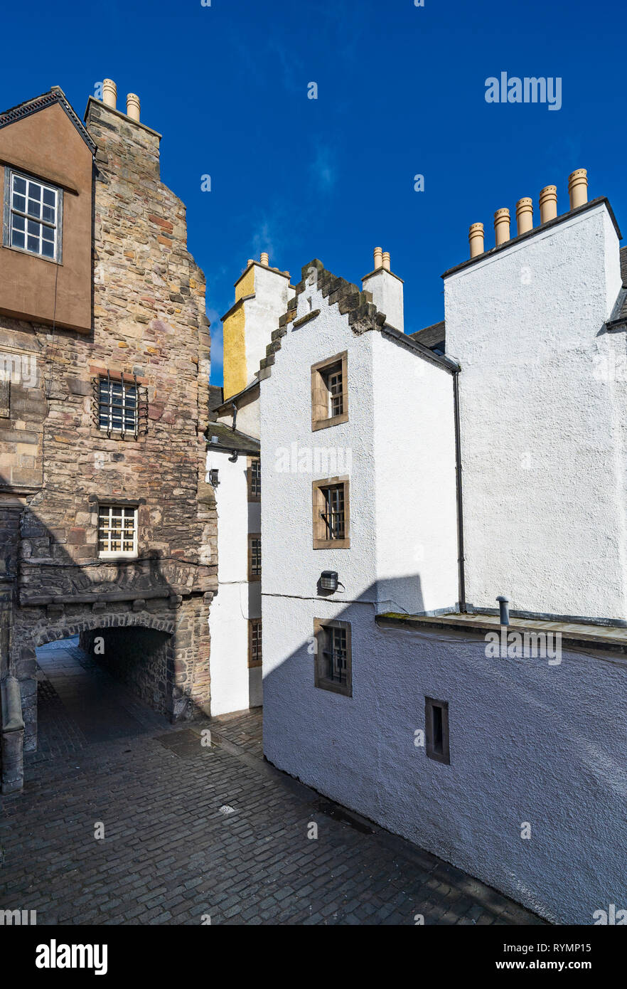 Avis de Fournil Fermer sur Royal Mile d'Édimbourg, en Écosse au Royaume-Uni. Position de l'Outlander comme fictive Carfax Fermer. L'Écosse, Royaume-Uni Banque D'Images