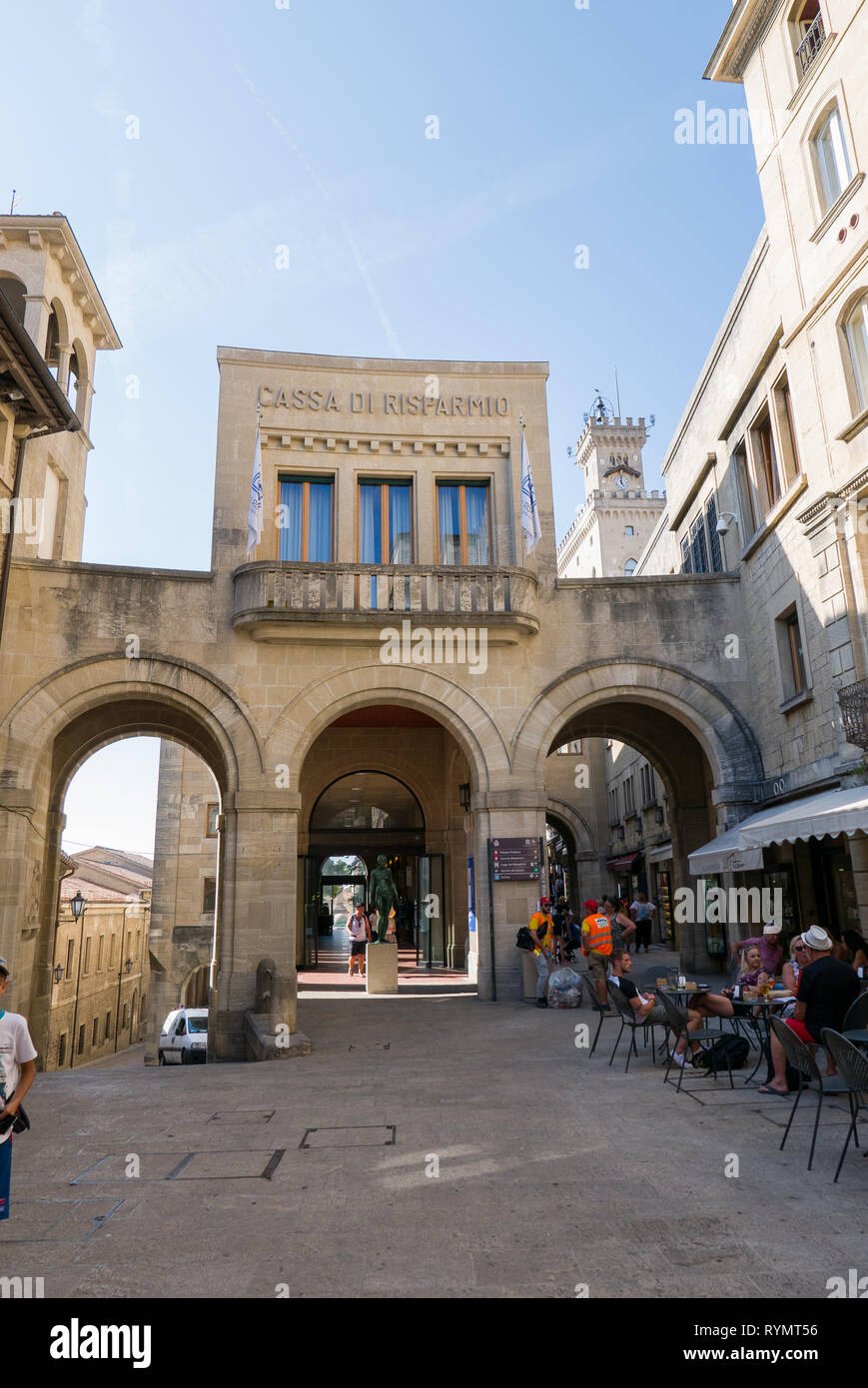 Saint-marin, RÉPUBLIQUE DE Saint-marin - 6 août 2018:Les touristes se promener dans les rues de San Marino. Banque D'Images