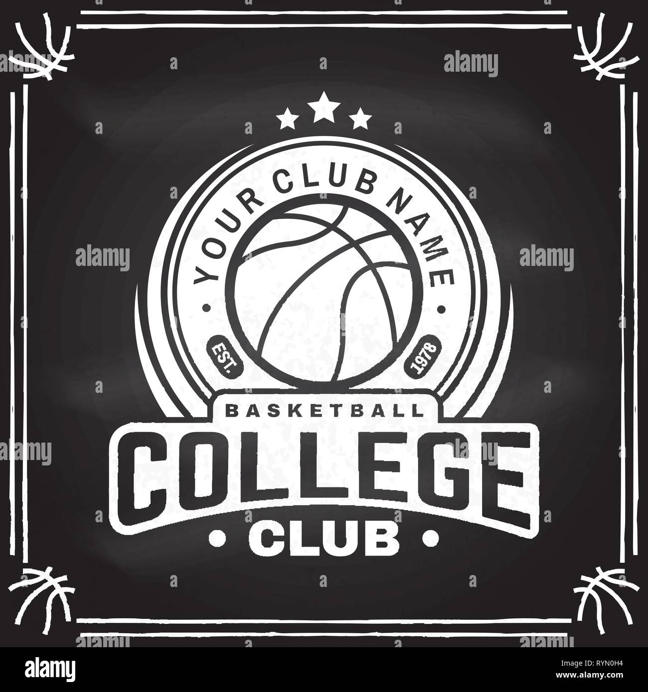 Collège Basket-ball club badge. Vector illustration. Concept pour chemise, imprimer, stamp ou tee. Design typographie vintage avec le basket ball silhouette. Illustration de Vecteur