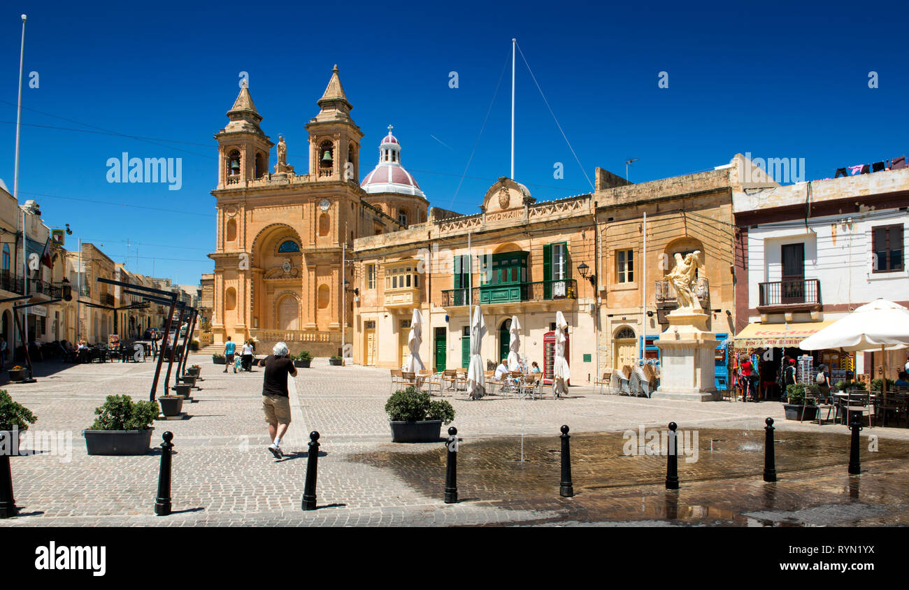 Marsaxlook, Malte, l'église Notre-Dame de Pompéi, Banque D'Images