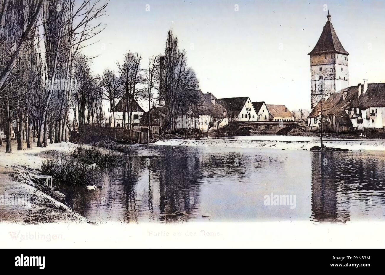 Ponts en Bade-Wurtemberg, Stadtmauer Waiblingen, Gate towers en Bade-Wurtemberg, 1904, Bade-Wurtemberg, Waiblingen, An der Rems Banque D'Images