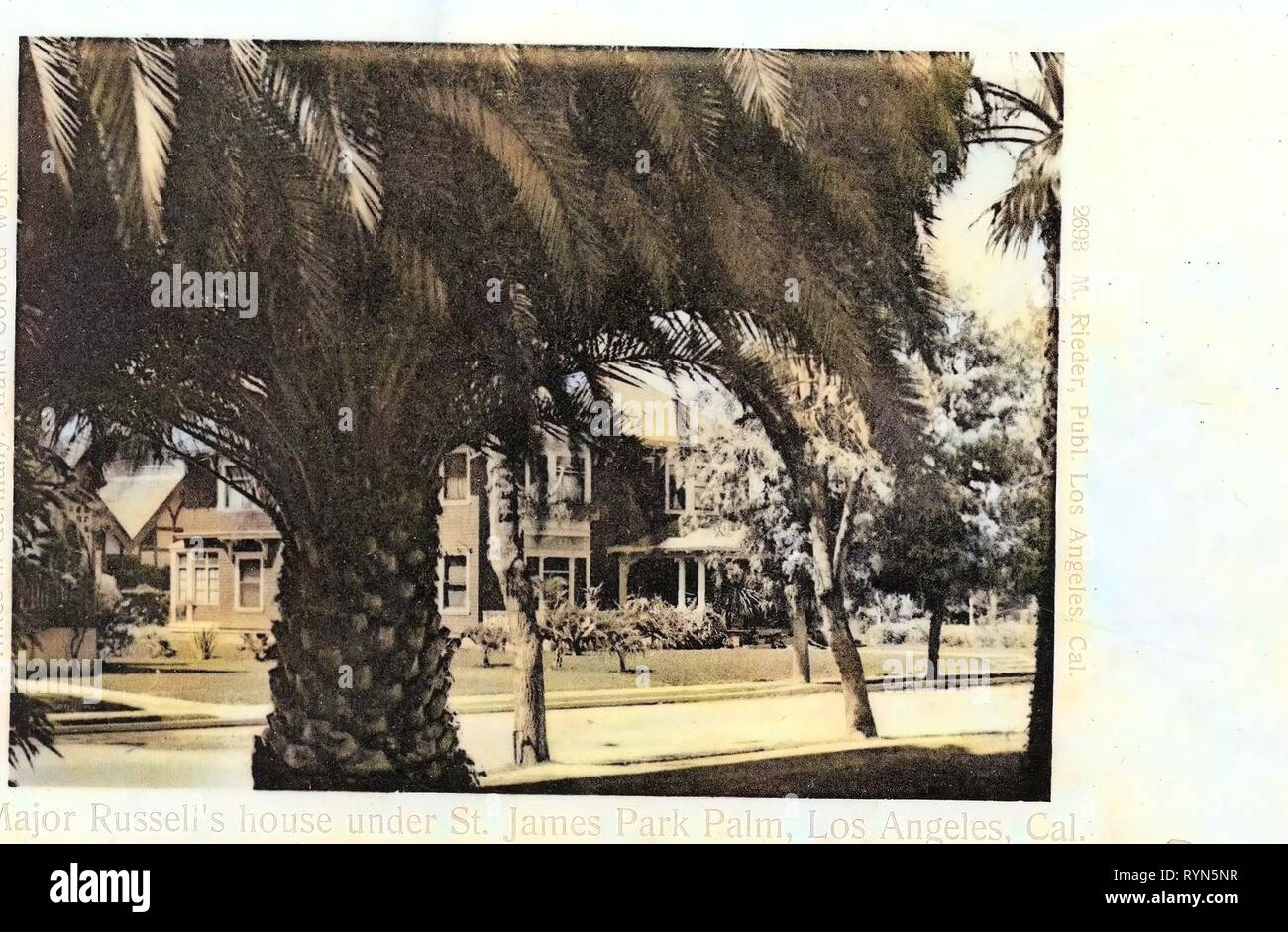 Bâtiments en 1904, Los Angeles, Californie, Los Angeles, le Major Ruxelles house sous Palm' St James Park, États-Unis d'Amérique Banque D'Images