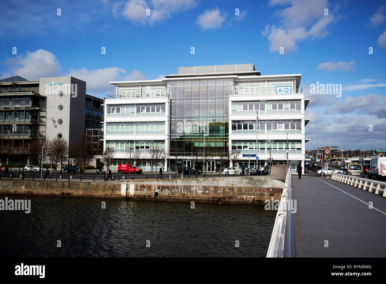 Bureaux d'AIG ifsc siège North Wall Quay mur nord Dublin 1 Dublin République d'Irlande Europe Banque D'Images