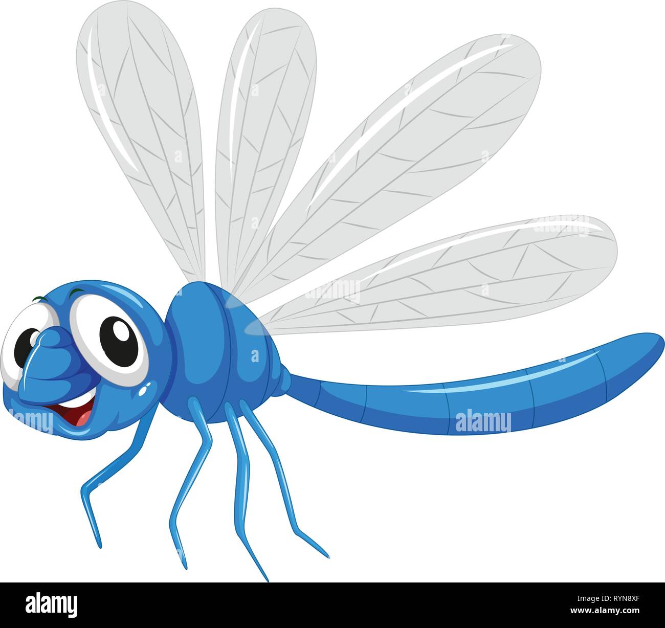 Une libellule bleue character illustration Illustration de Vecteur