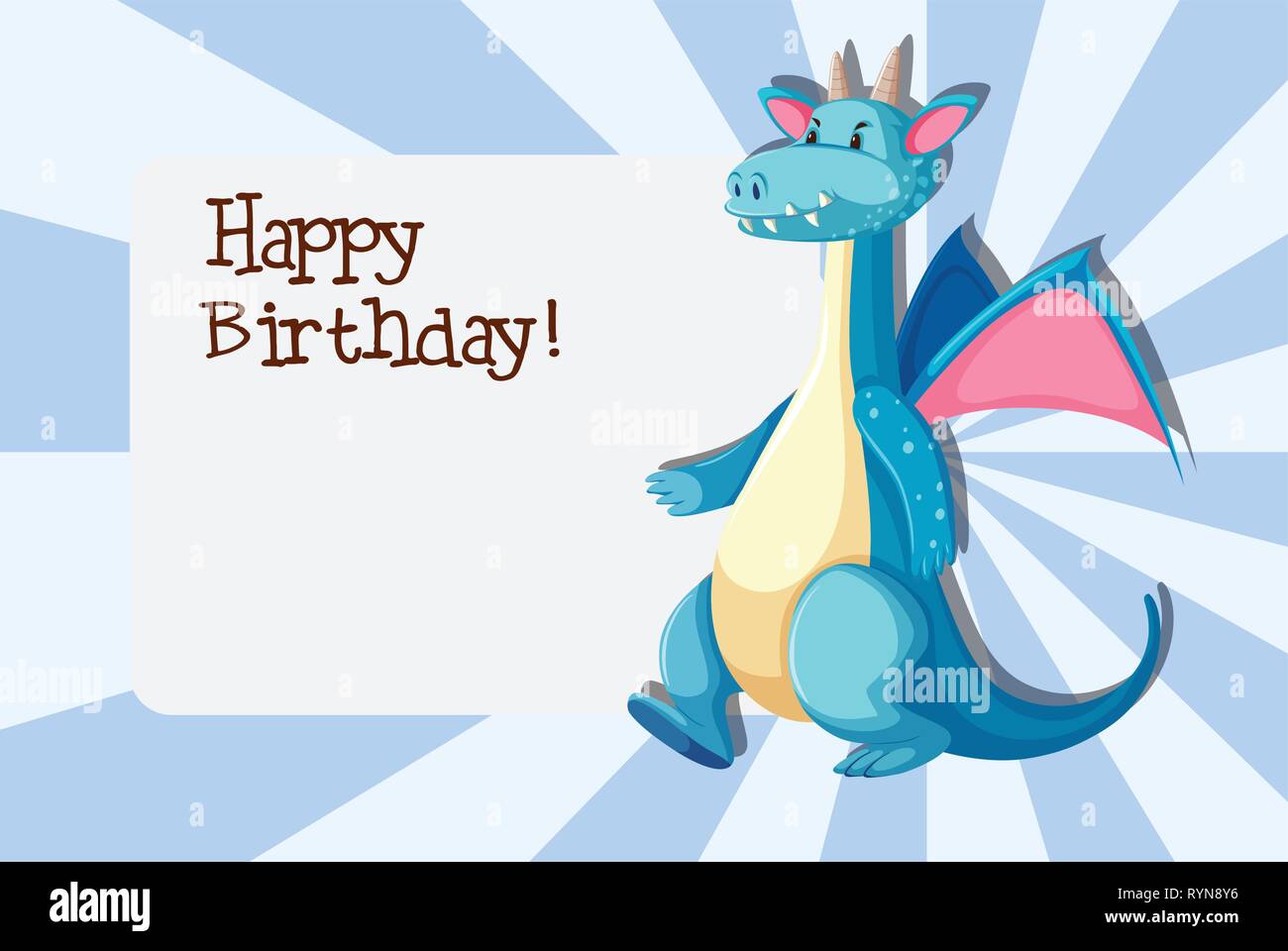 Un Dragon Sur Le Modele De Carte D Anniversaire Illustration Image Vectorielle Stock Alamy