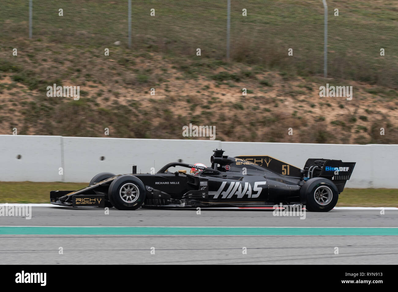 Barcelone, Espagne. Feb 20th, 2019 - Pietro Fittipaldi du Brésil la conduite (51) Haas F1 Team sur trois journées circuit de F1 les essais d'hiver, au circuit de Cat Banque D'Images