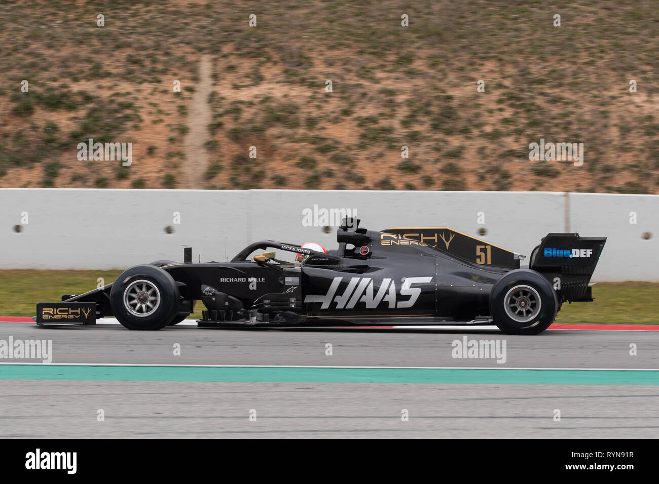 Barcelone, Espagne. Feb 20th, 2019 - Pietro Fittipaldi du Brésil la conduite (51) Haas F1 Team sur trois journées circuit de F1 les essais d'hiver, au circuit de Cat Banque D'Images