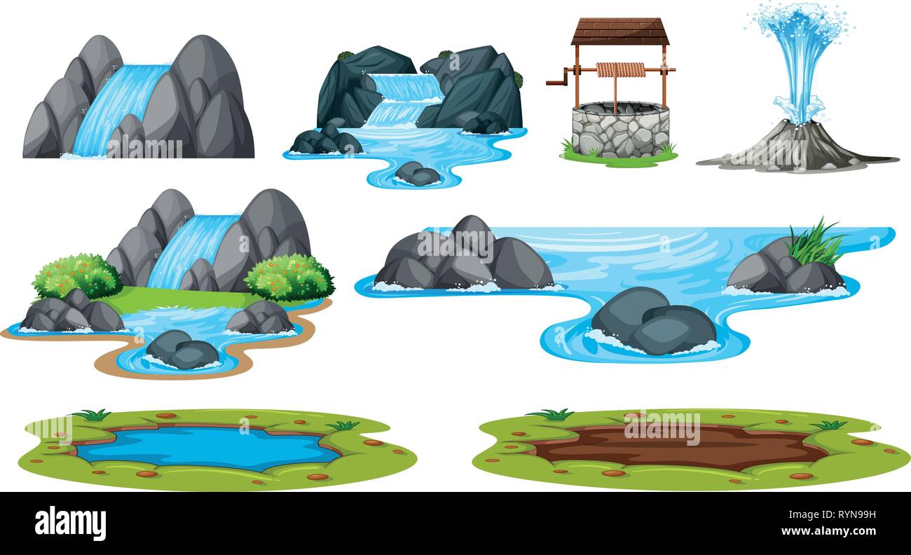 Ensemble d'élément eau isolé illustration Illustration de Vecteur