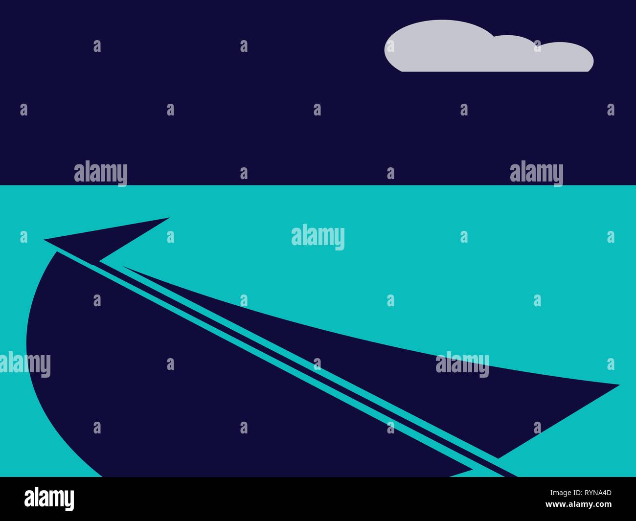 L'art simple vecteur de réflexion mât voilier dans l'eau Illustration de Vecteur