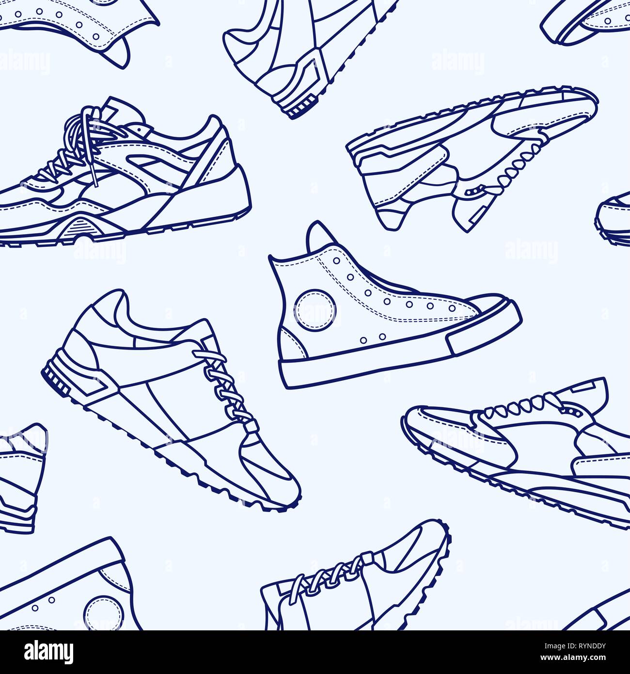Avec motif transparent Chaussures Sneaker ligne plate Icône avc Pictogramme illustration isolé sur fond blanc. Vector Illustration de Vecteur