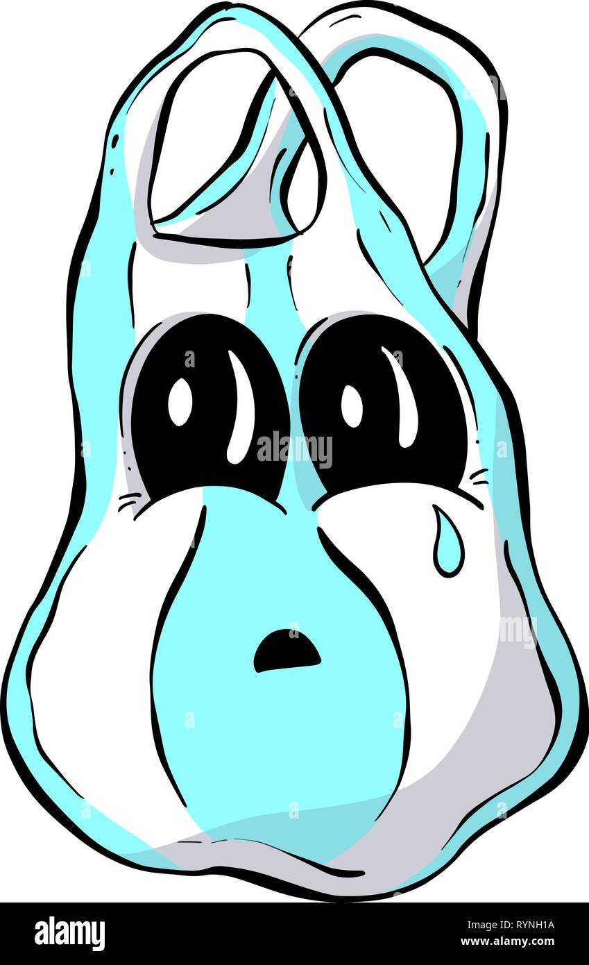 Triste Malheureux éliminé faisant l'objet d'un sac en plastique Vector Cartoon Illustration de Vecteur