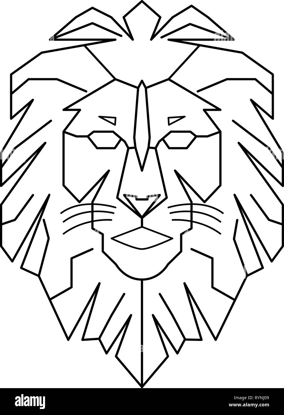 Lion King logo géométrique ligne contour marche art vecteur télécharger Illustration de Vecteur