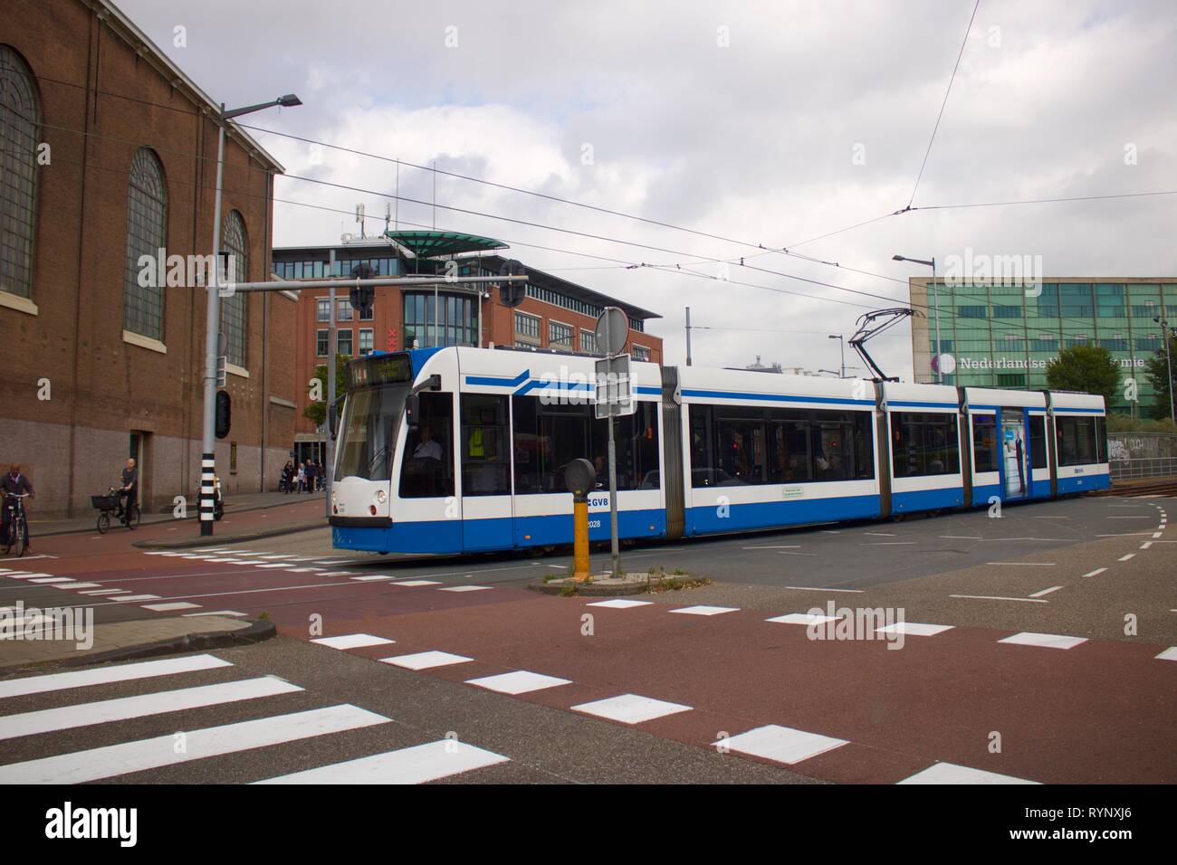 Tramway néerlandais au centre d'Amsterdam Banque D'Images