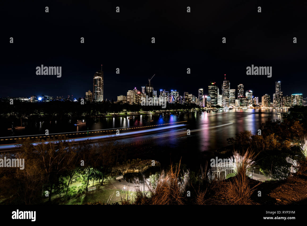 La nuit de la rivière Brisbane Banque D'Images