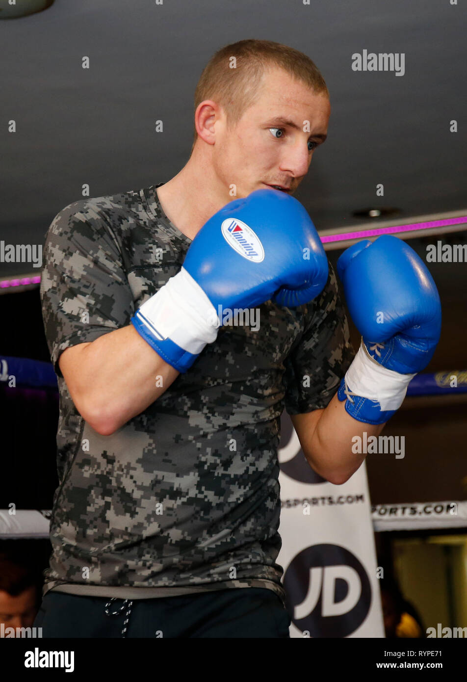 Hôtel Hilton Liverpool, Liverpool, Royaume-Uni. 14Th Mar, 2019. Matchroom boxe, Liam Smith contre Sam Eggington entraînement ouvert ; Cheshire fighter Paul Butler 'le bébé face à l' Assassin de formation ouverte d'aujourd'hui devant son poids coq lutte contre un adversaire encore sans nom à Liverpool's M&amp;S Bank Arena le 30 mars : l'action de Crédit Plus Sport/Alamy Live News Banque D'Images