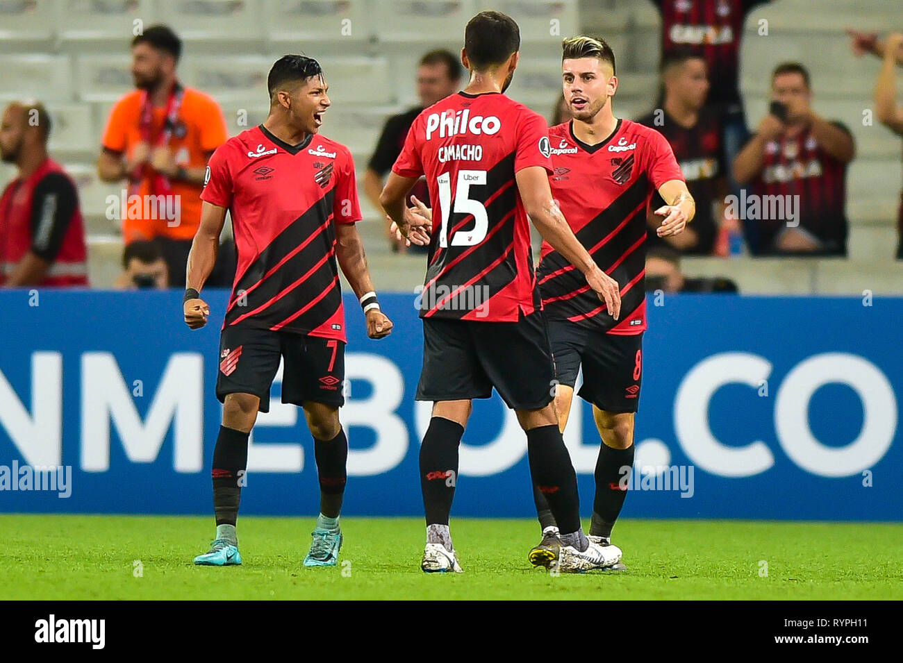 PR - Curitiba - 03/14/2019 - Libertadores 2019, Jorge Wilstermann Athletico PR x - Tomas Andrade, célèbre joueur Athletico-PR son but lors d'un match contre Jorge Wilstermann à Arena da Baixada pour le championnat de football 2019. Photo : Jason Silva / AGIF Banque D'Images