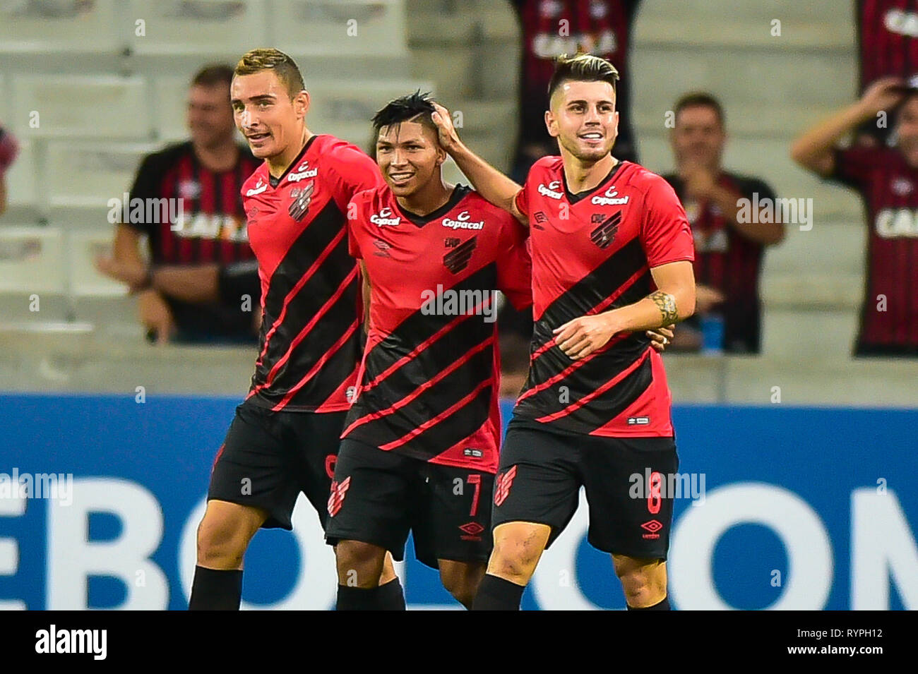 PR - Curitiba - 03/14/2019 - Libertadores 2019, Jorge Wilstermann Athletico PR x - Tomas Andrade, célèbre joueur Athletico-PR son but lors d'un match contre Jorge Wilstermann à Arena da Baixada pour le championnat de football 2019. Photo : Jason Silva / AGIF Banque D'Images
